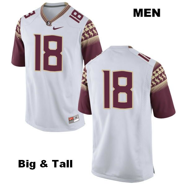 Men's NCAA Nike Florida State Seminoles #18 Warren Thompson College Big & Tall No Name White Stitched Authentic Football Jersey LGG1169CX